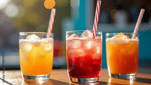 iced drinks at food truck stand