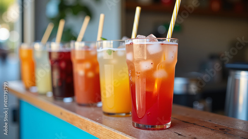 iced drinks at food truck stand