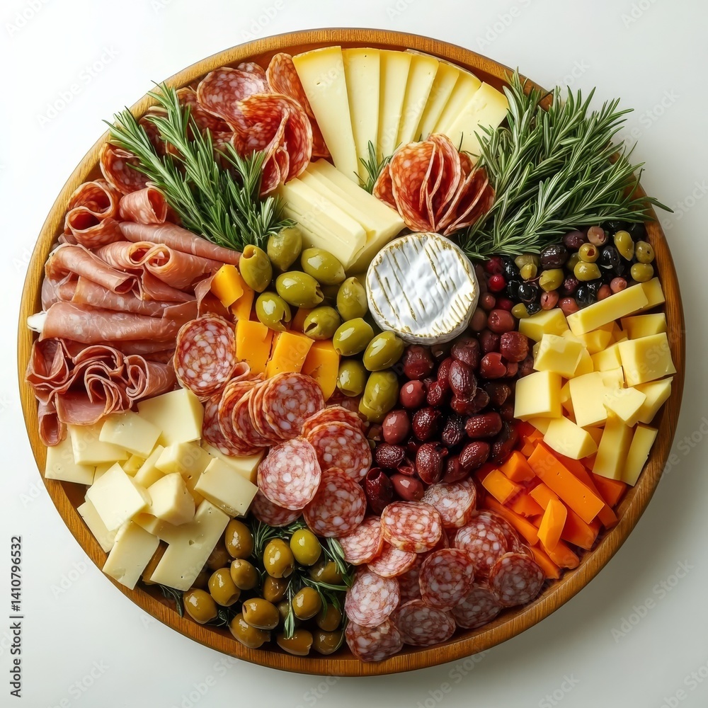 Top-view cheese plate concept with copy space.