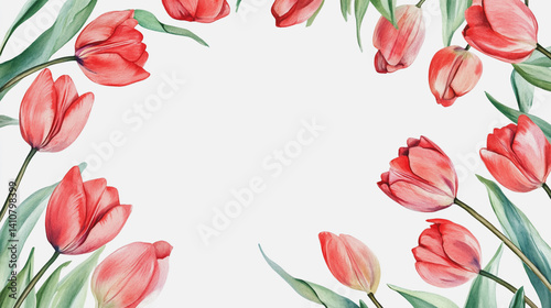 Wallpaper Mural watercolor botanical Tulip flowers texture template background.Elegant wedding invitation card background . Minimal hand painted Design for wedding or Valentine's Day Torontodigital.ca
