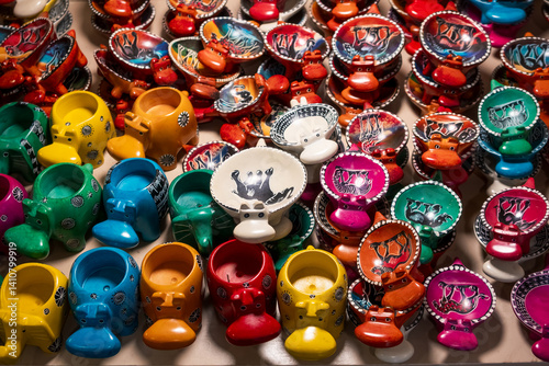 Colorful Souvenirs and gifts are sold to tourists at the local store in Arusha, Tanzania,
