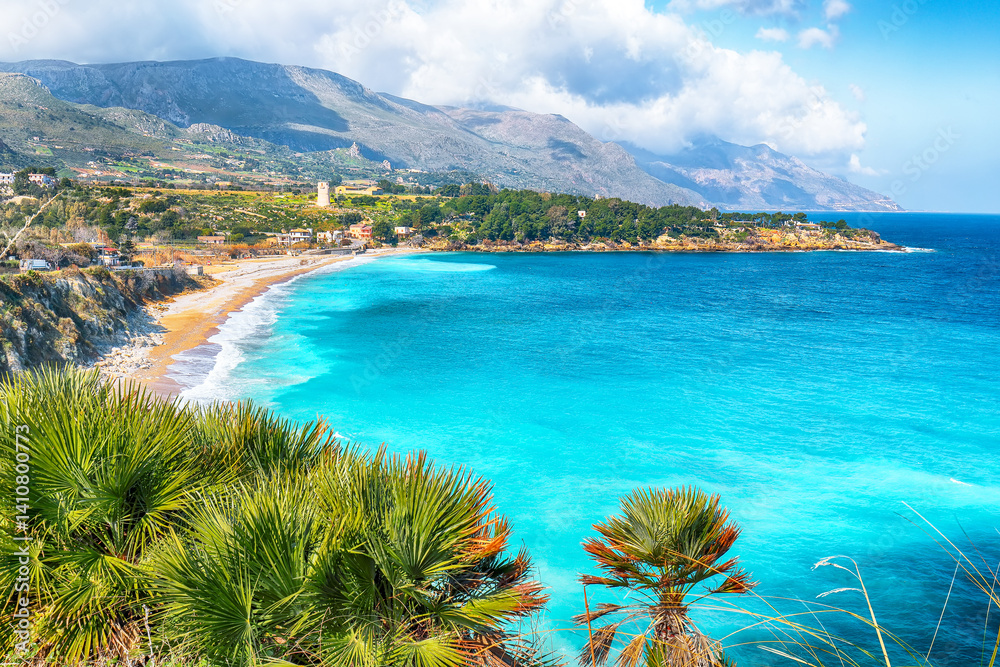 Spectacular seascape of Guidaloca Beach near Castellammare del Golfo.