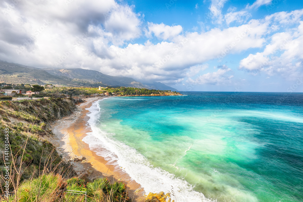 Spectacular seascape of Guidaloca Beach near Castellammare del Golfo.