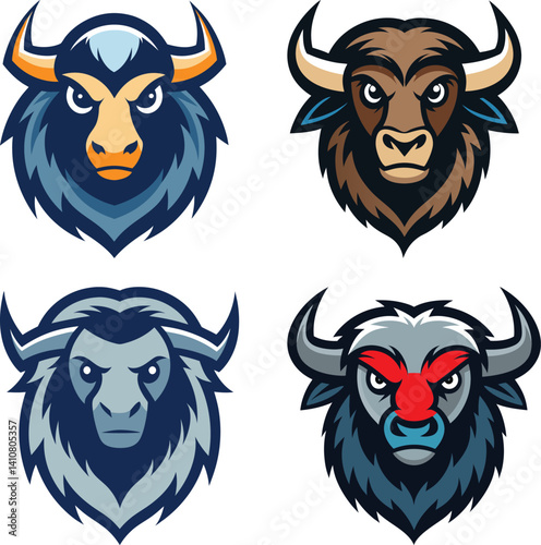 Musk Ox head mascot logo design vector