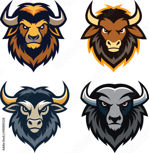 Musk Ox head mascot logo design vector