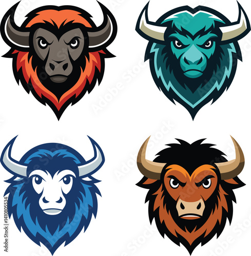 Musk Ox head mascot logo design vector