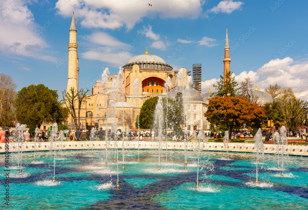 Naklejka premium Hagia Sophia Grand Mosque on Sultanahmet square, Istanbul, Turkey
