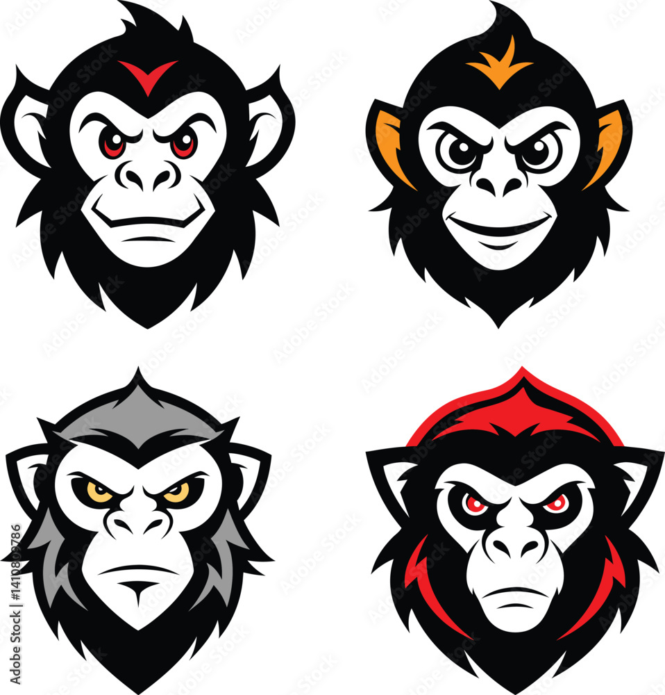 Fototapeta premium Monkey head mascot logo design vector