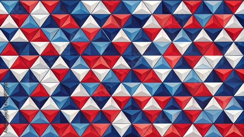 Geometric design using red, white, and blue triangles