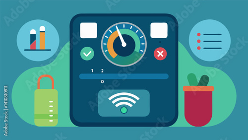 A smart scale that not only measures weight but also tracks body fat percentage and offers tailored nutritional advice.. Vector illustration