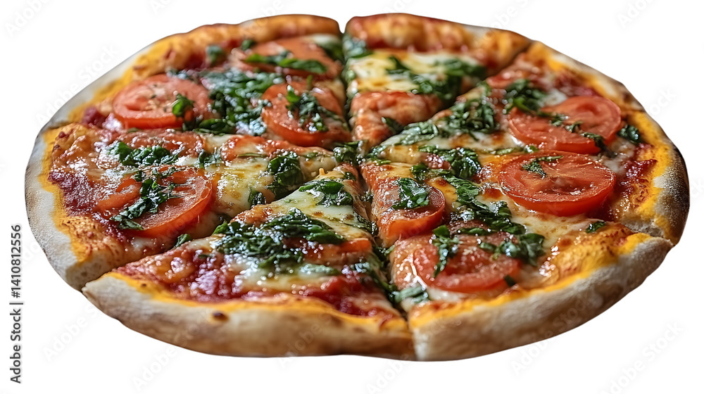 Delicious Margherita Pizza Slices with Basil and Tomato Topping Delicious Margherita Pizza Slices with Basil and Tomato Topping