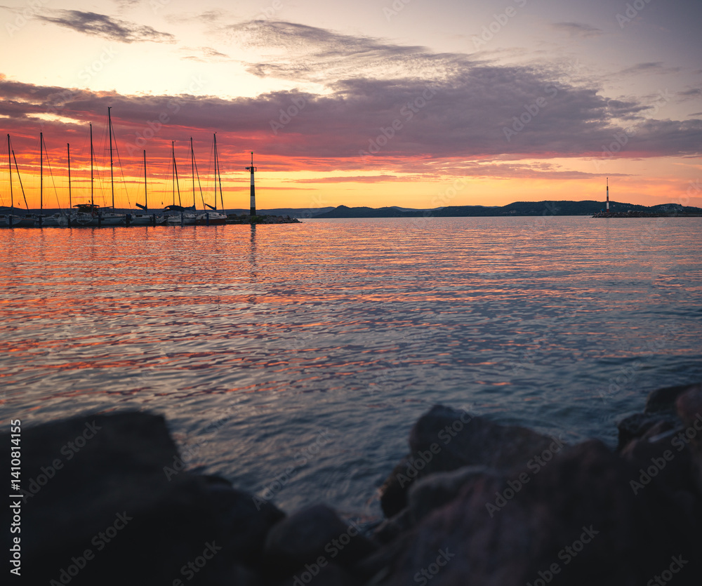 Sunset over lake Balaton, Hungary