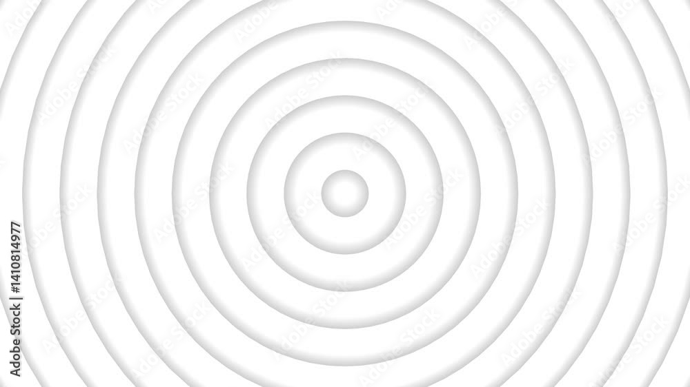 Minimalist radial concentric circles animation with soft shadows in grayscale.