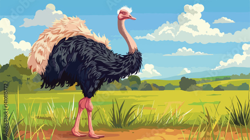 Ostrich in Farm Vector Illustration - Professional and Versatile Vector Style Design