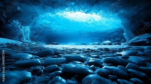 Explore the serene underwater landscape featuring smooth stones and mesmerizing blue waters. Perfect for nature enthusiasts, marine life advocates, and environmental awareness.