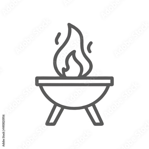 Icon of a barbecue grill with flames  