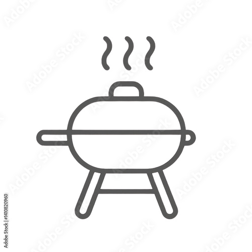 BBQ grill icon with steam representing cooking  