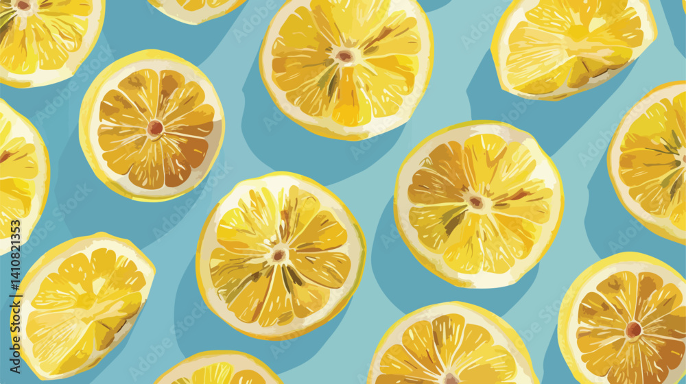 Professional Summer Lemon Slice Pattern Vector Illustration for Use in Designs