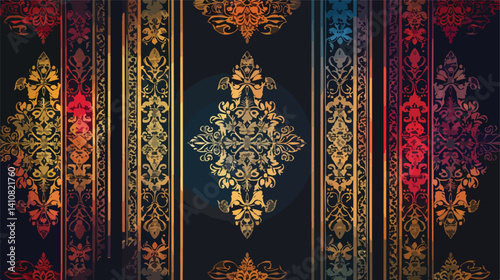 Thai Line Fabric Traditional Background Vector Sign