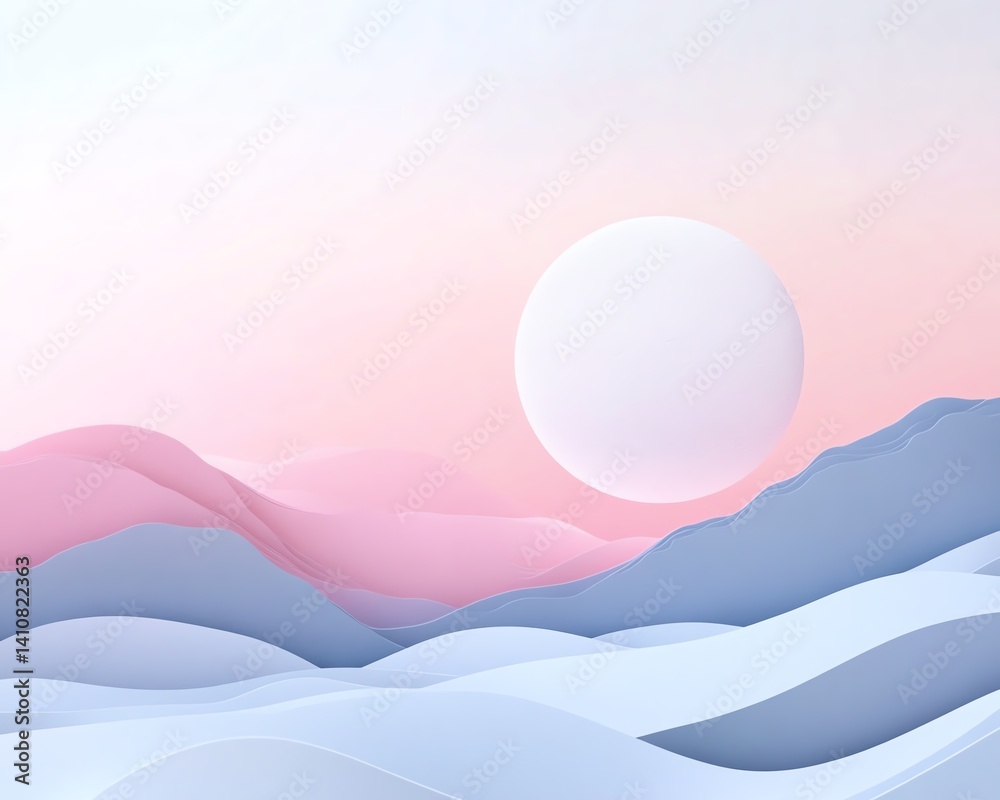 Fototapeta premium Aesthetic moon background, pastel landscape design