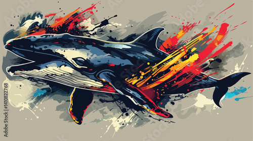 Whale Killer Vector Illustration: A Professional Vector Style Design for Creative Projects