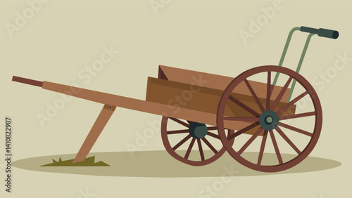 In a museum display a historic plow from the 1800s is preserved its wooden handles cracked and weathered a symbol of the evolution of agriculture.. Vector illustration