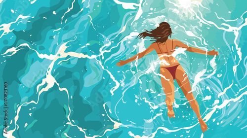 Professional Woman Swimming Pool Vector Illustration for Lifestyle Designs