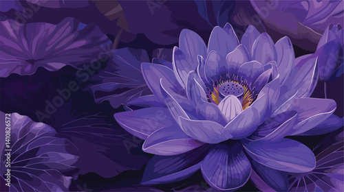 Closeup Purple Lotus Vector Illustration for Design Projects