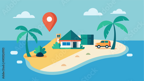 Guests can request a personalized pickup location whether it be from their villas private pool or the sandy shores of the resorts private beach.. Vector illustration