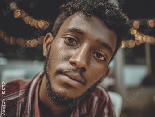 Curly-haired man with a bea...