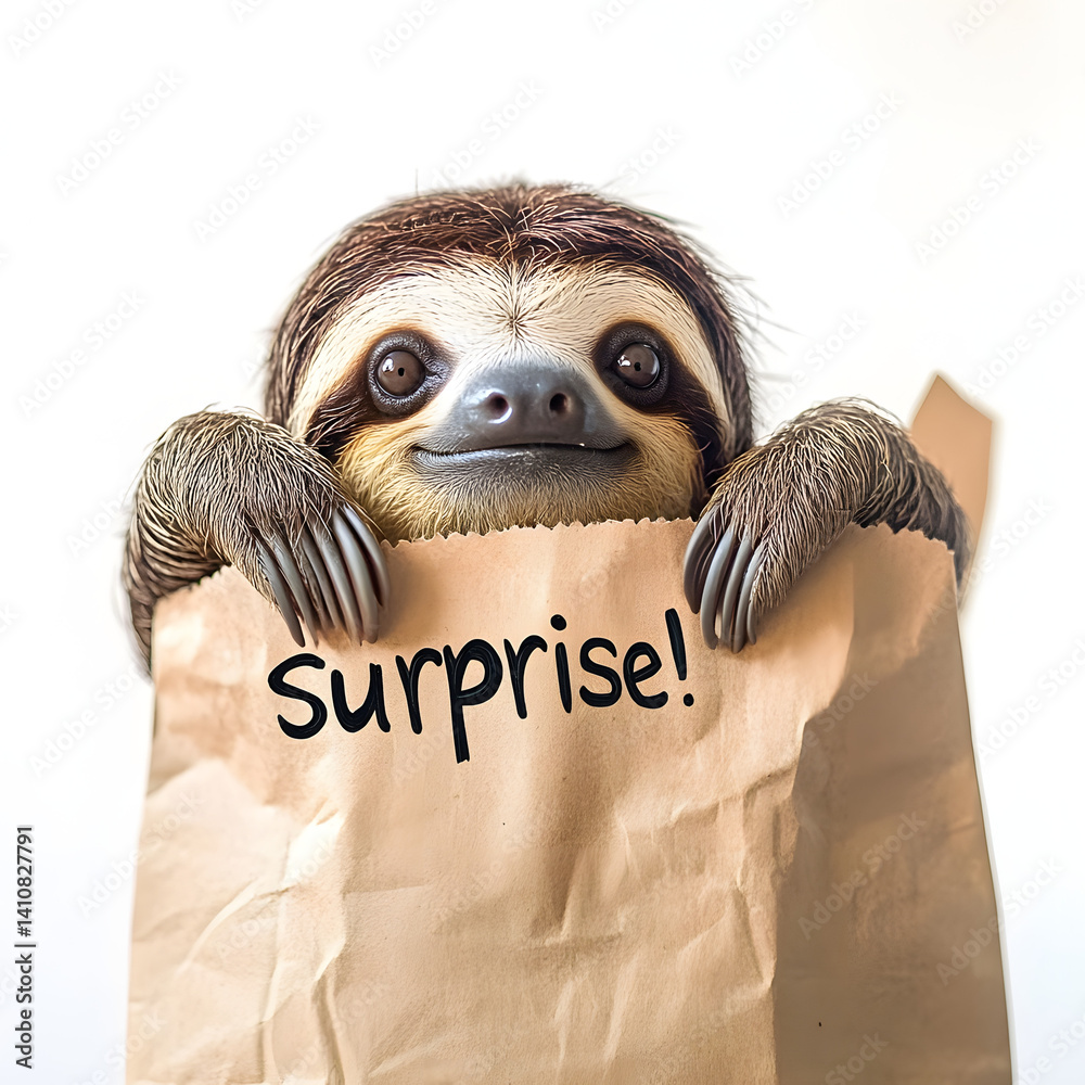 Fototapeta premium Playful Sloth Illustrations on White Background – Cute and Whimsical Collection