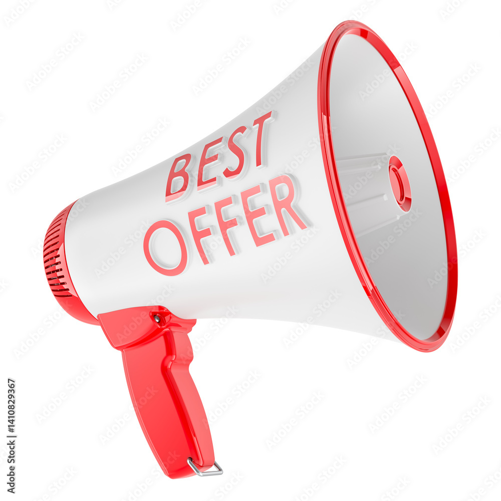 Best Offer concept with Megaphone, 3D rendering isolated on transparent background