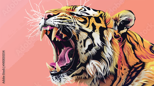Professional Cute Tiger Roaring Vector Illustration for Design Projects