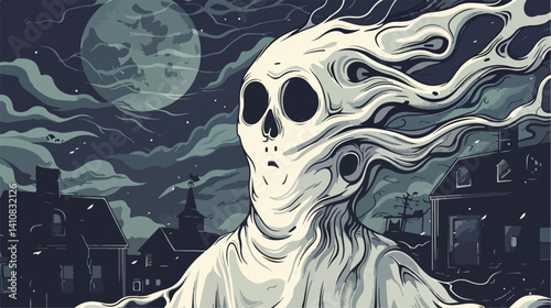 Professional Ghost with Brain Vector Illustration for Creative Projects