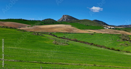 Breathtaking Andalusian Landscape Showing Rolling Green Hills and Farmland in Spain