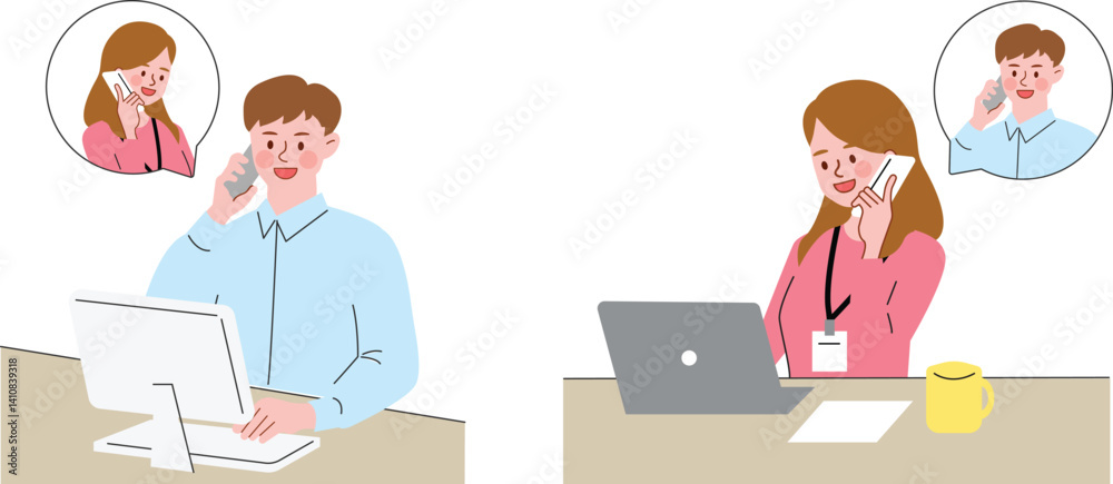 People having a business phone conversation
People having a business phone conversation