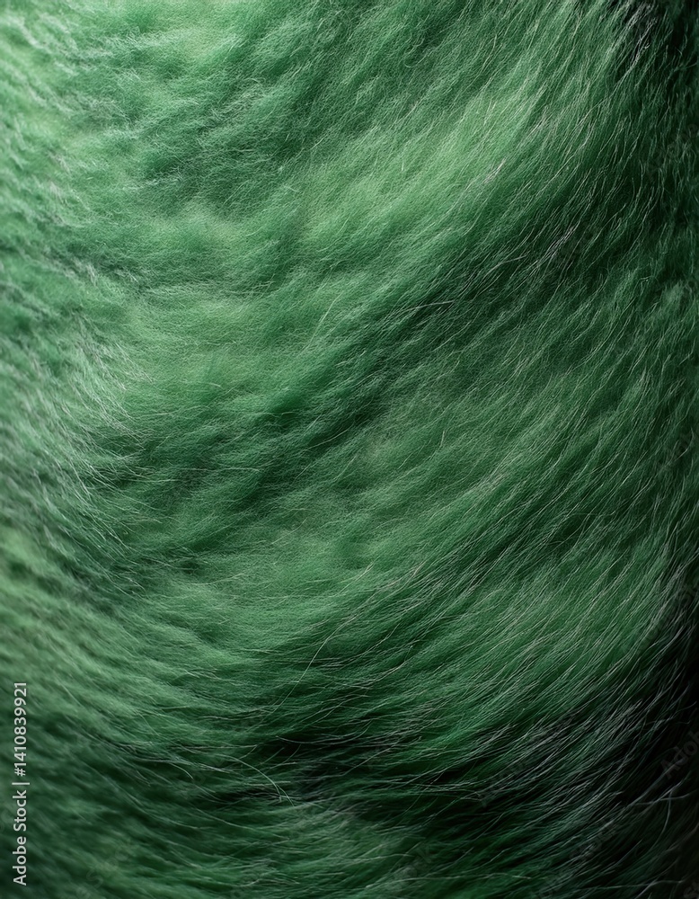 Fototapeta premium Close-up texture of vibrant green fur with rippling patterns