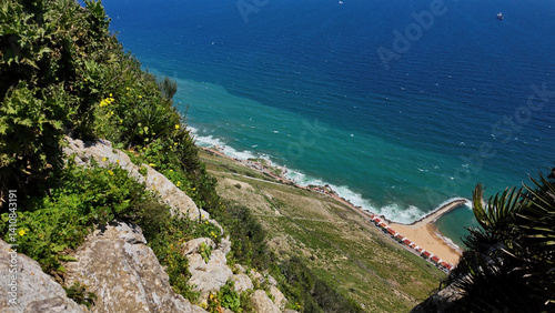 Breathtaking view of the Mediterranean Sea from the Rock of Gibraltar, UK