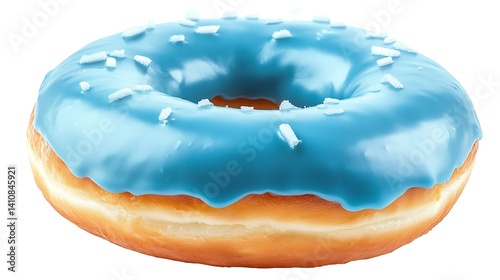 Obraz na płótnie A delicious blue-glazed donut, isolated on a white background, capturing its sweet, glossy finish w salonie