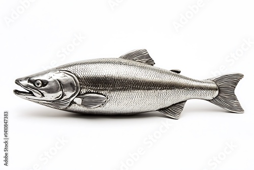 Obraz na płótnie A fresh silver salmon, perfectly isolated on a white background, capturing its shiny surface and texture w salonie
