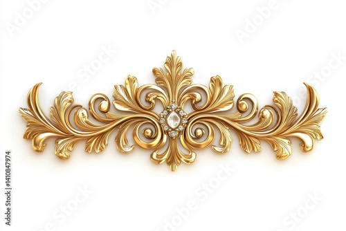 Obraz na płótnie A golden decorative element, isolated on a white background, shining brightly for a festive and luxurious visual effect. w salonie