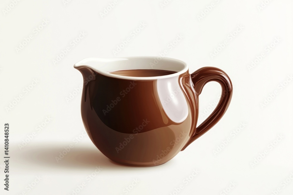 A hyper-realistic illustration of a creamer jug, expertly isolated on a white background, capturing every delicate detail in a photorealistic style