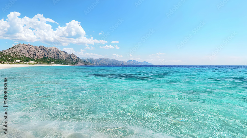Fototapeta premium Turquoise Coastal Waters Under Sunny Sky