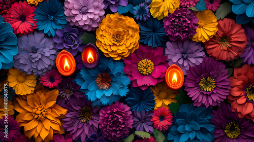 Vibrant Floral Design With Candles