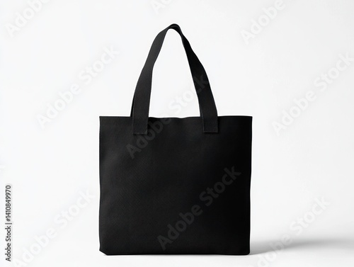 Obraz na płótnie A minimalist black canvas tote bag, with simple design elements, isolated on a white background for a chic fashion look w salonie