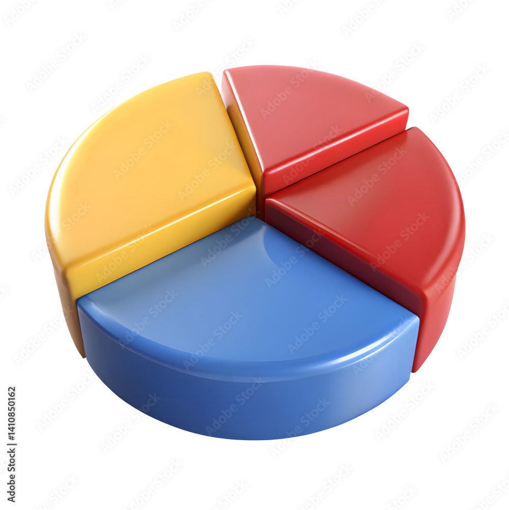 Fototapeta premium 3D Colorful Pie Chart with Four Segments 