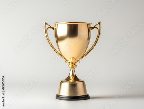 Obraz na płótnie A minimalist first-place trophy with a matte gold finish, isolated on a pure white background, representing excellence in a simple design w salonie