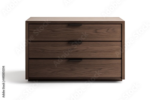 Obraz na płótnie A minimalist three-drawer nightstand in modern style, isolated against a white background for clean, simple decor. w salonie