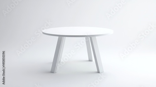 Obraz na płótnie A minimalist white round table, modern in design, isolated on a white background for a clean and stylish product shot. w salonie