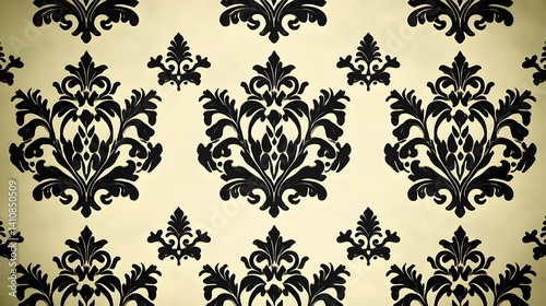 Elegant Damask Wallpaper Pattern Black Gold Design